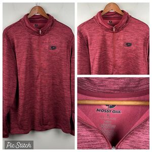 Mossy Oak Sweatshirt Mens XL Burgundy Polyester Long Sleeve Quarter Zip Pullover